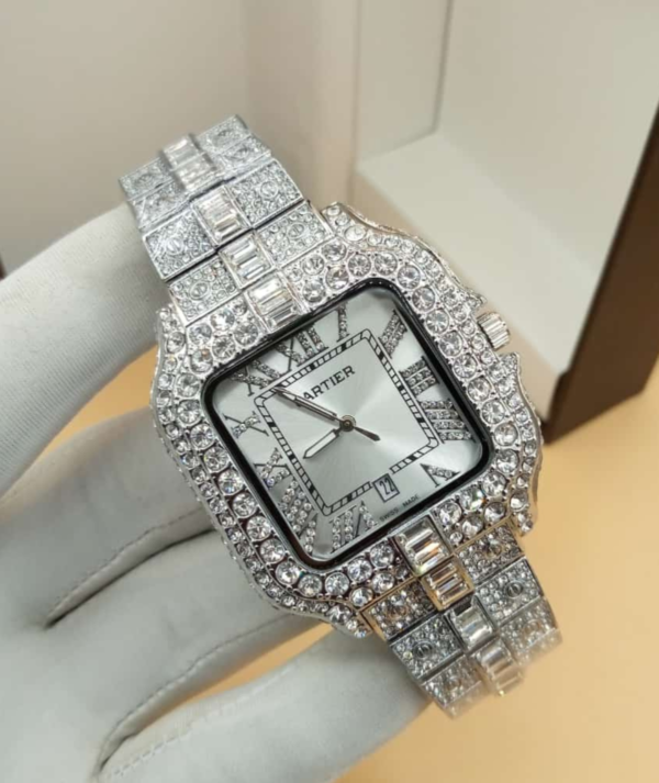 Cartier watch iced out gold with premium box